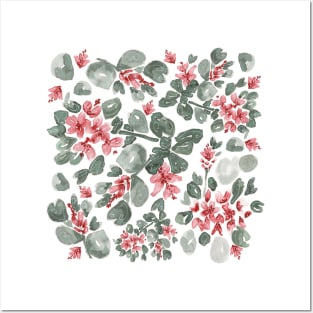 Indian hawthorn (pink lady) floral design Posters and Art